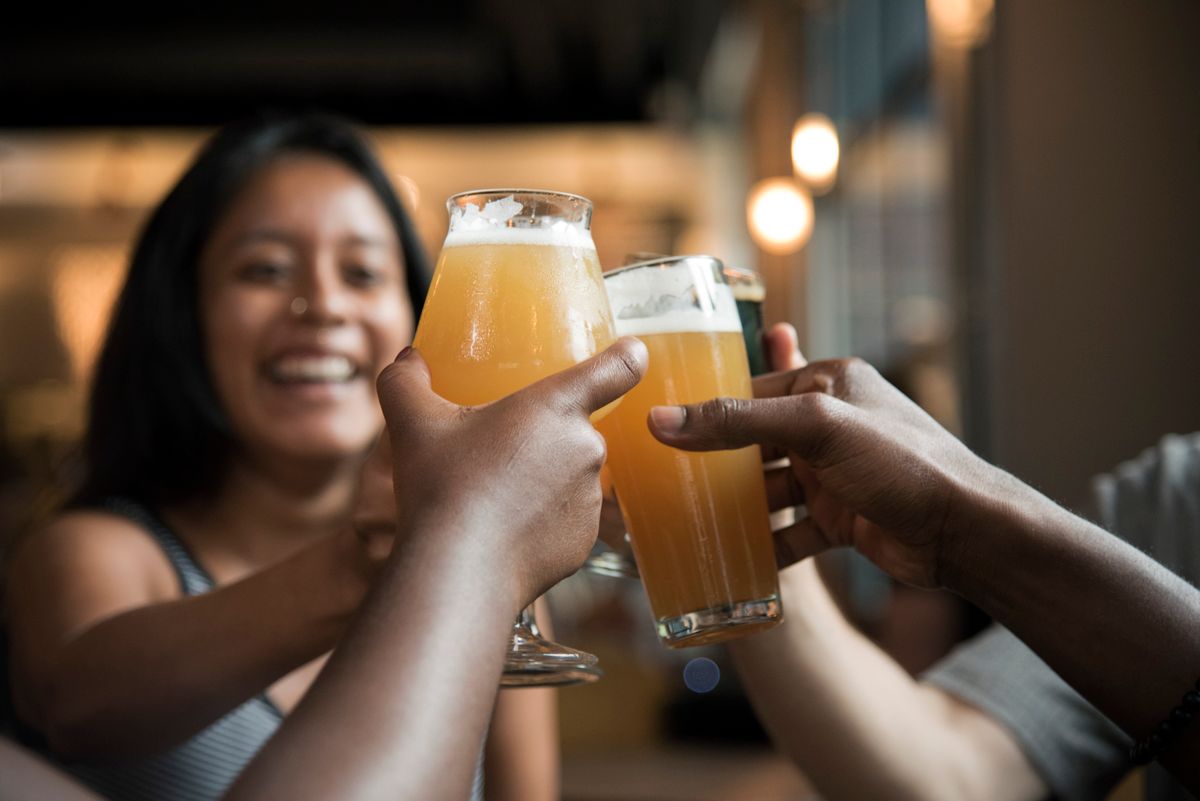 A row of beer taps